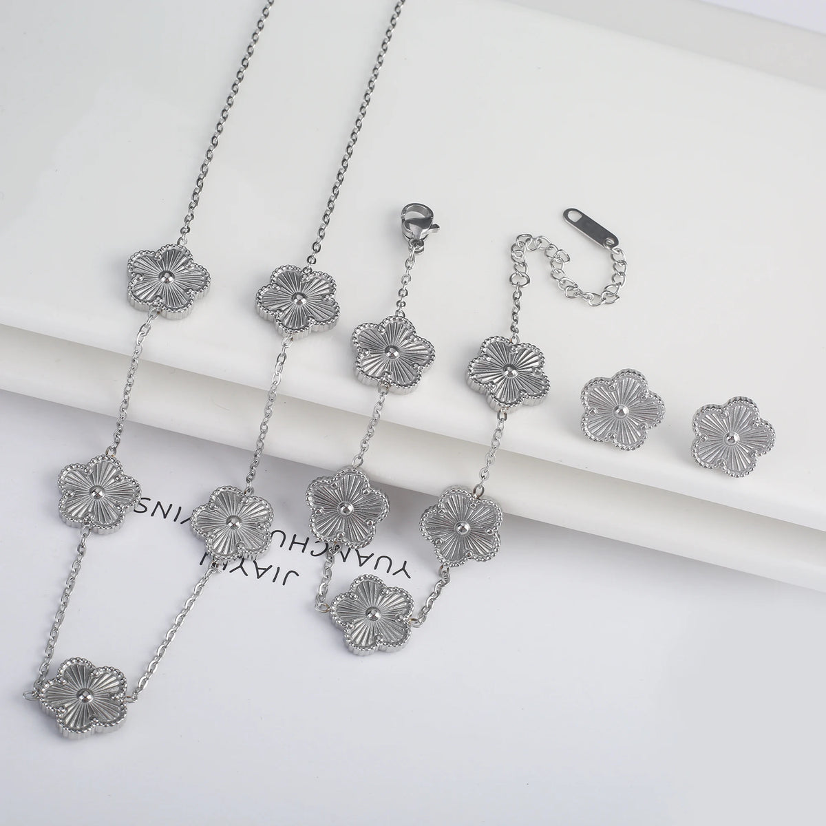Clover Flower Adjustable Stainless Steel Bracelet