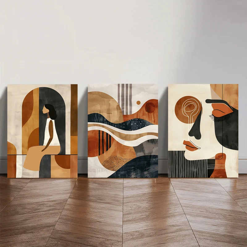 3-Piece Abstract Portrait Canvas Wall Art