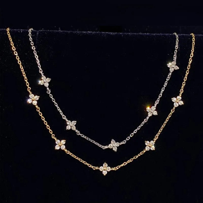 18K Gold-Plated Zircon Flower Bracelet