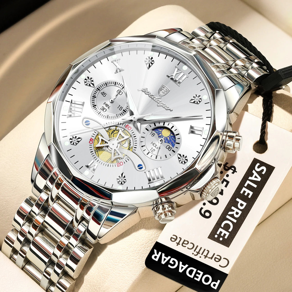 POEDAGAR Luxury Men’s Waterproof Chronograph Watch