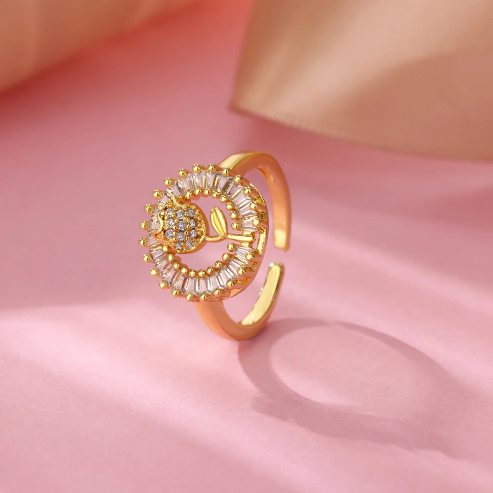 Evil Eye Gold Zircon Adjustable Ring