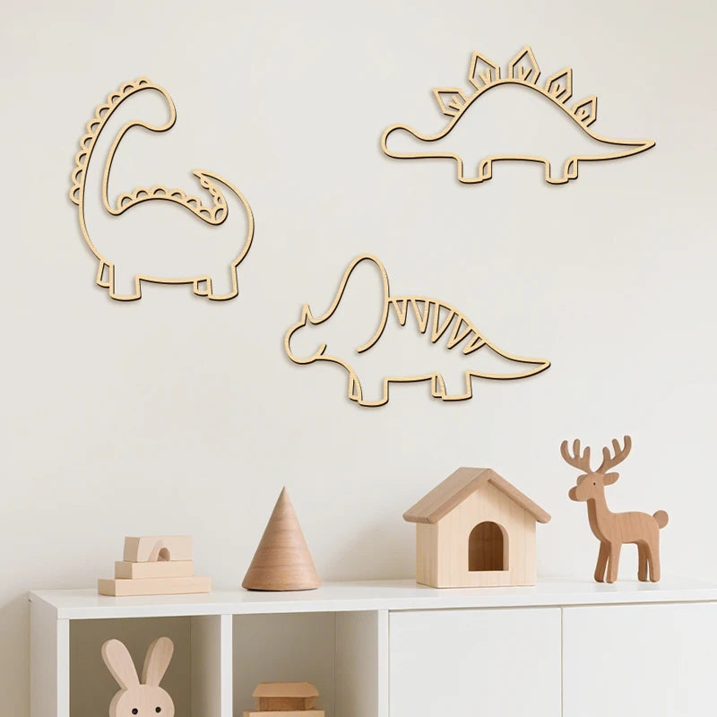 3-Piece Wooden Dinosaur Wall Decor
