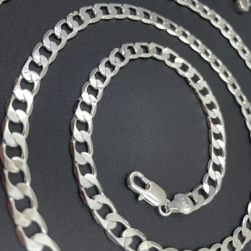 Men's 925 Sterling Silver Face Chain Necklace