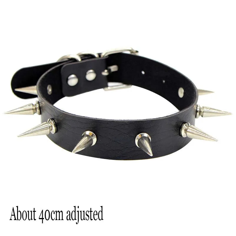 Black Gothic Heart Lock Spike Choker Necklace
