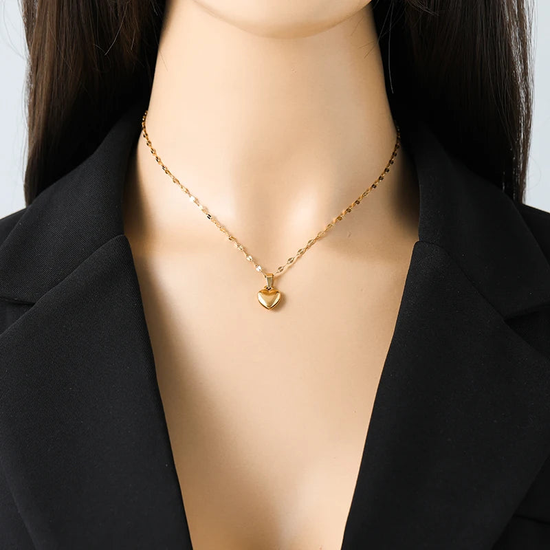 18K Gold-Plated Stainless Steel Heart Jewelry Set