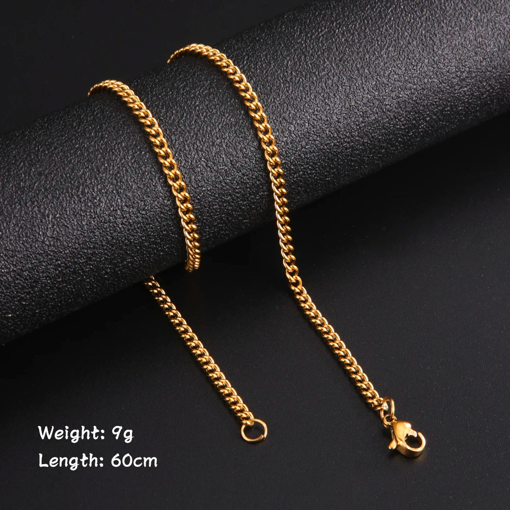 Skyrim 60cm Black Gold Stainless Box Chain