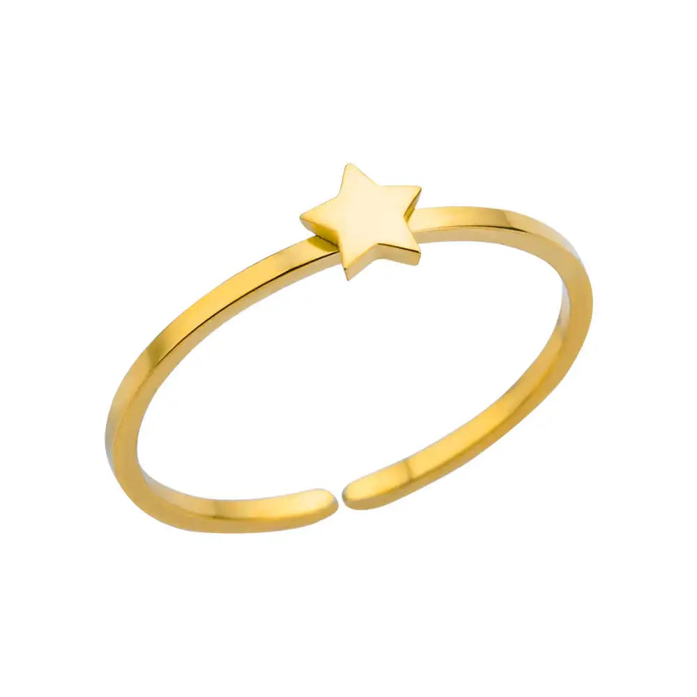 Gold 316L Stainless Steel Star Adjustable Ring