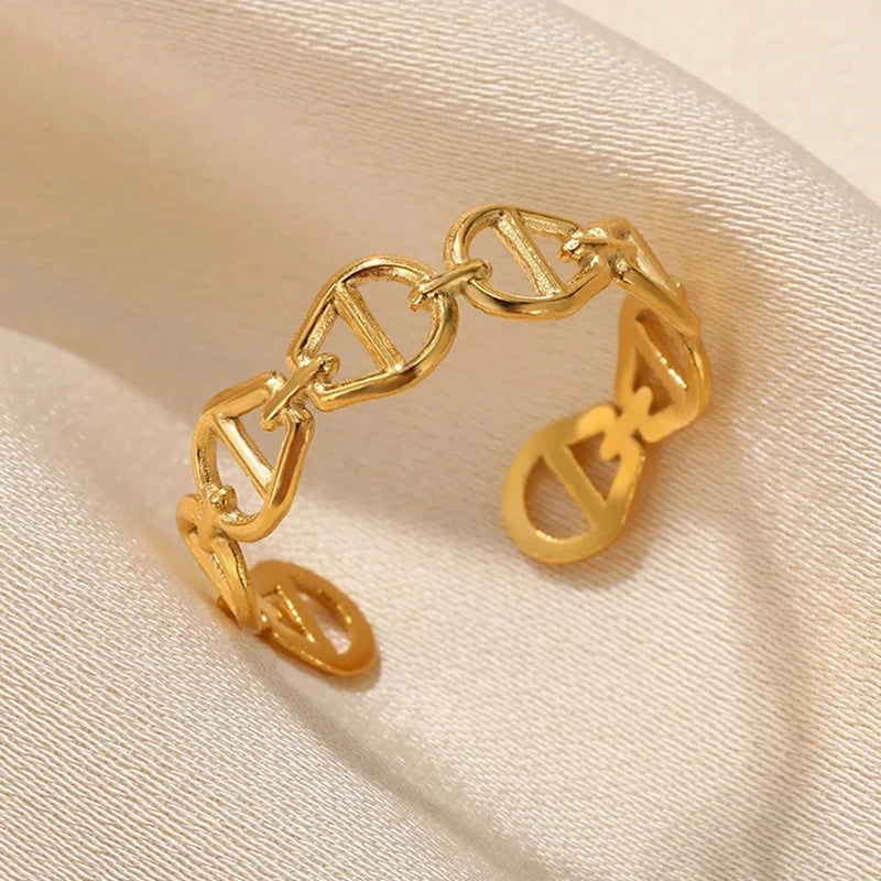 Gold Geometric 316L Stainless Steel Ring