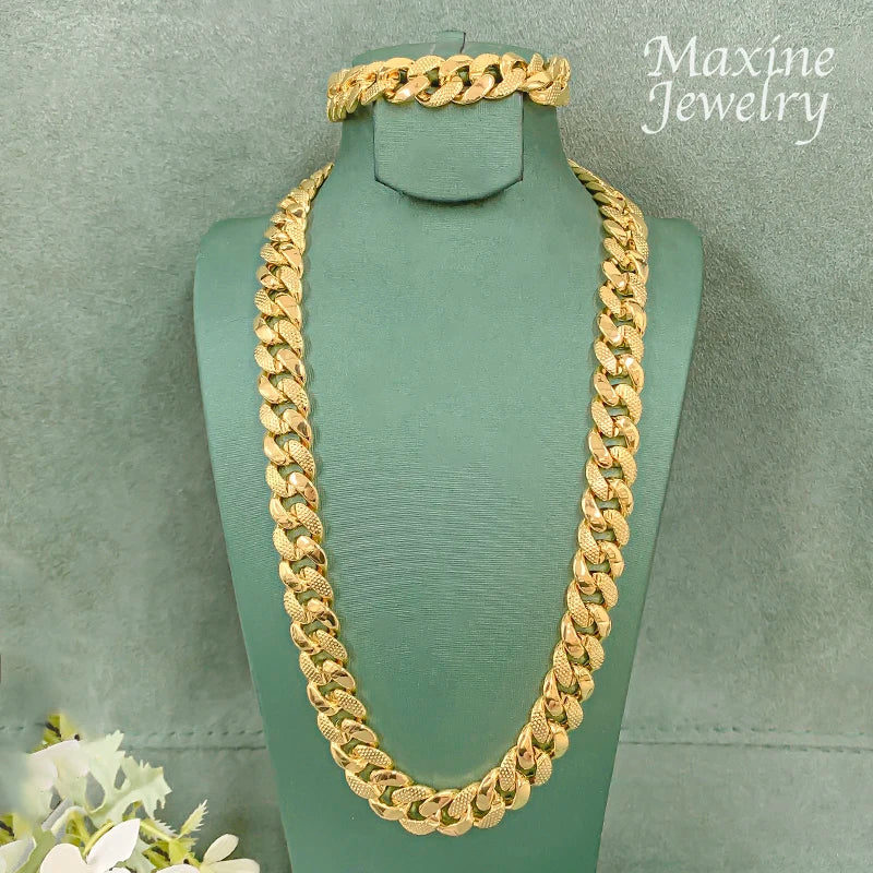 Gold Plated Hip Hop Chain Necklace & Bracelet Set