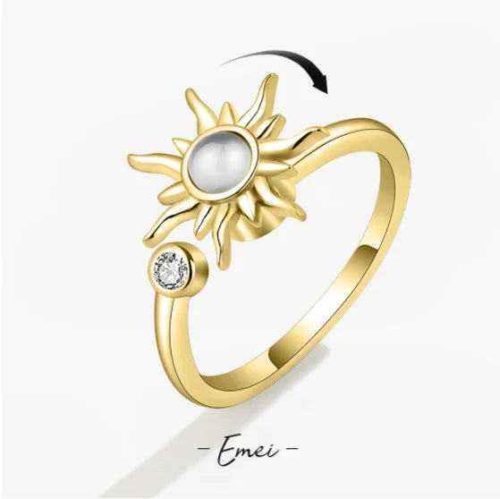 Sunflower Stainless Steel Spinner Fidget Ring