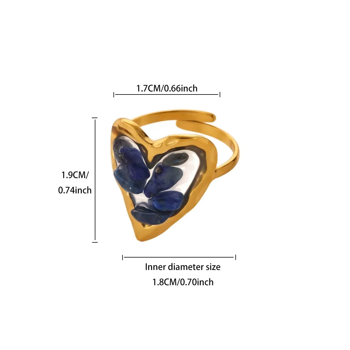 Gold Geometric Heart Zircon Ring for Women