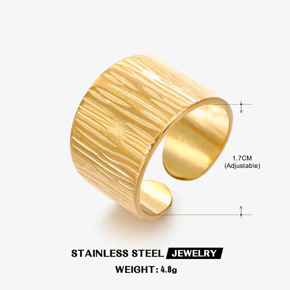 Gold 316L Stainless Steel Star Adjustable Ring
