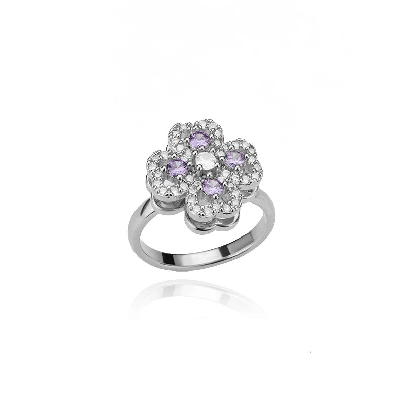 Zircon Heart & Clover Spinner Ring