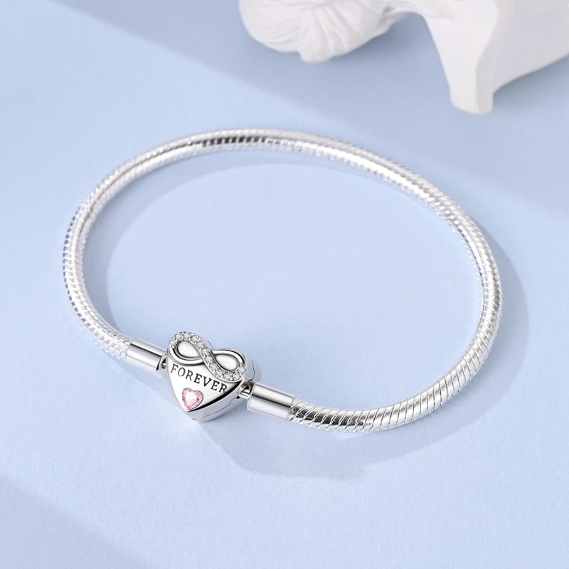 925 Sterling Silver Love Heart & Butterfly Charm Bracelet – 17-20cm