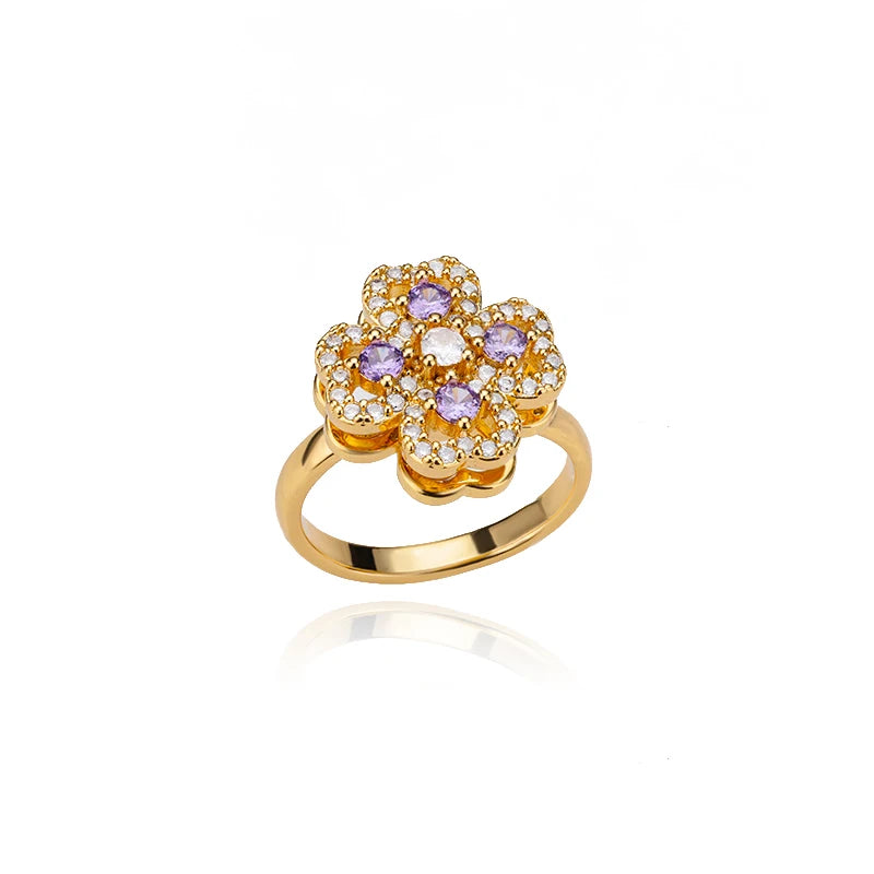 Zircon Heart & Clover Spinner Ring