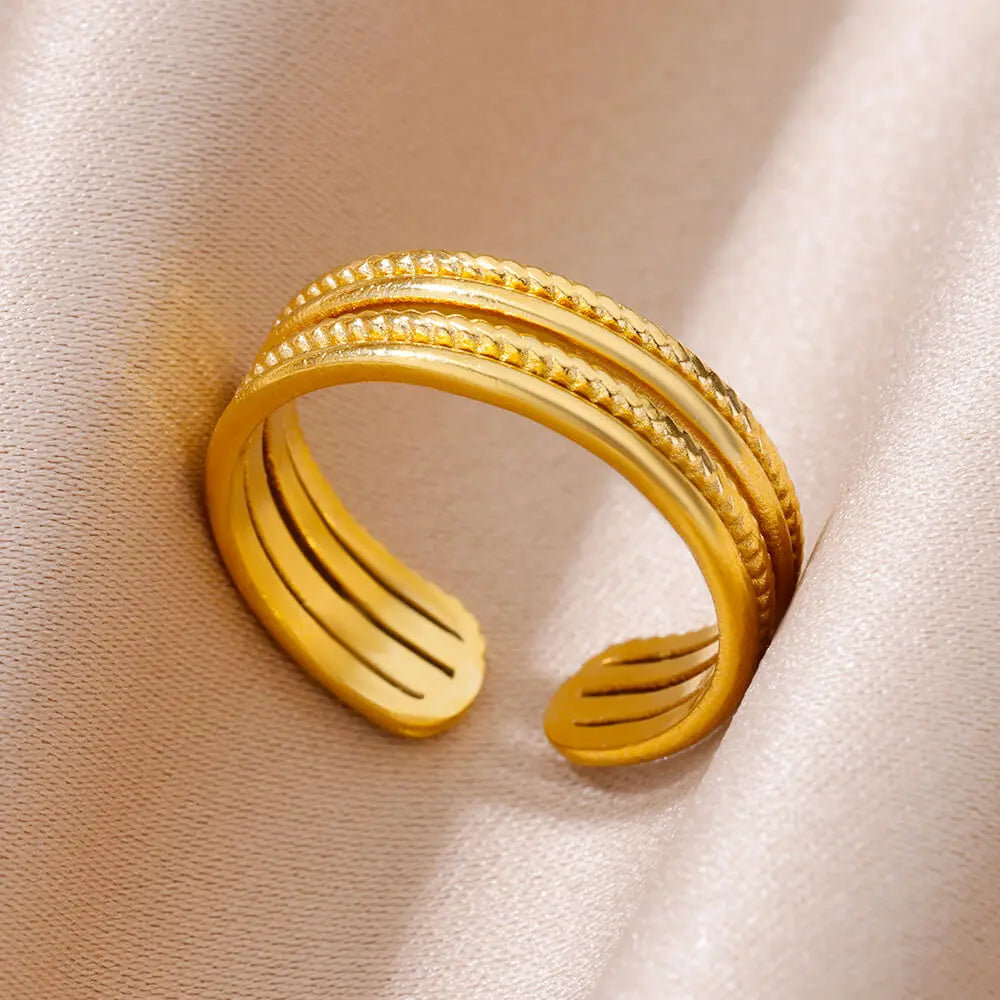 Gold Stainless Steel Classic Women's Ring