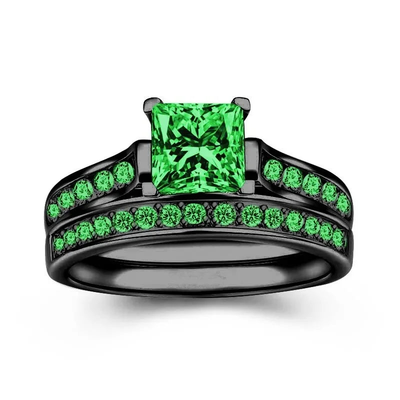 Romantic Red Rhinestone Celtic Dragon Ring Set