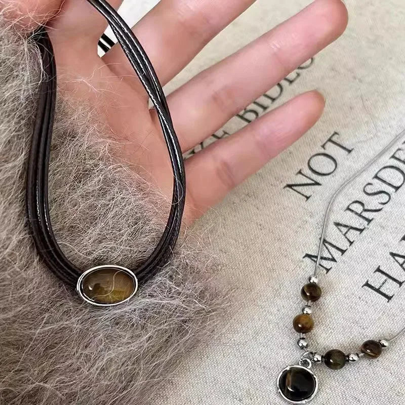 Brown Stone Pendant Necklace