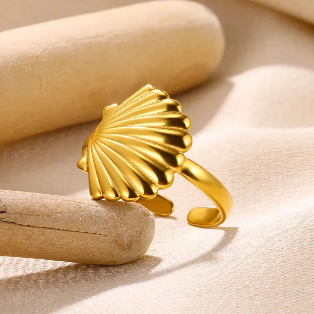 Gold 316L Stainless Steel Star Adjustable Ring