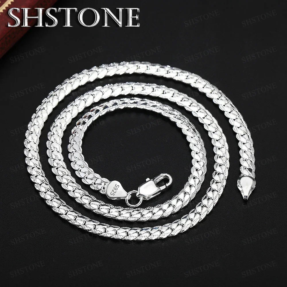 Gold Plated 925 Silver 6mm Full Sideways Necklace