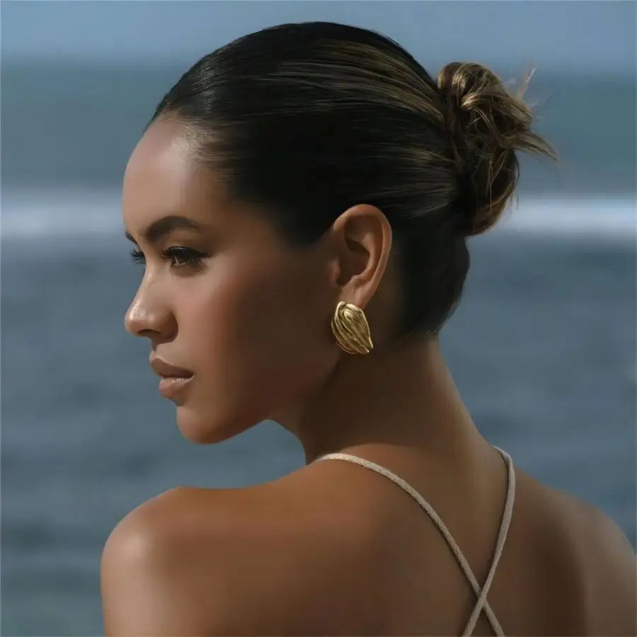 Wave-Textured Hoop Earrings