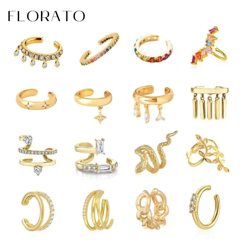 24K Gold-Plated Zircon Ear Clips