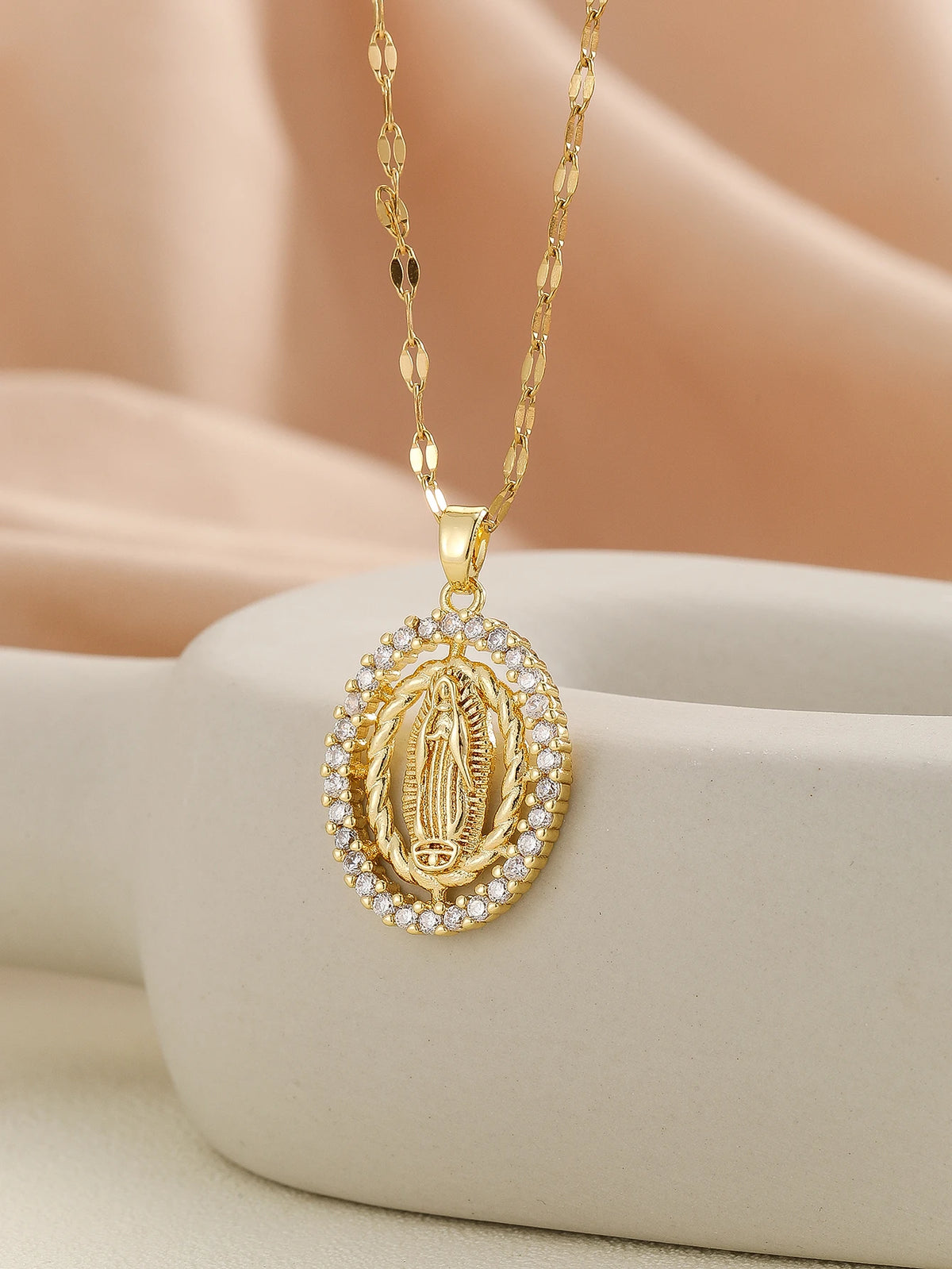 Gold Plated Multicolor CZ Pendant Necklace