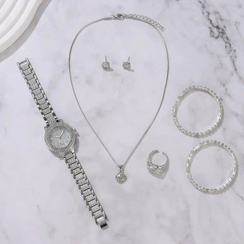 6PCS Women’s Crystal Luxury Quartz Watch Set