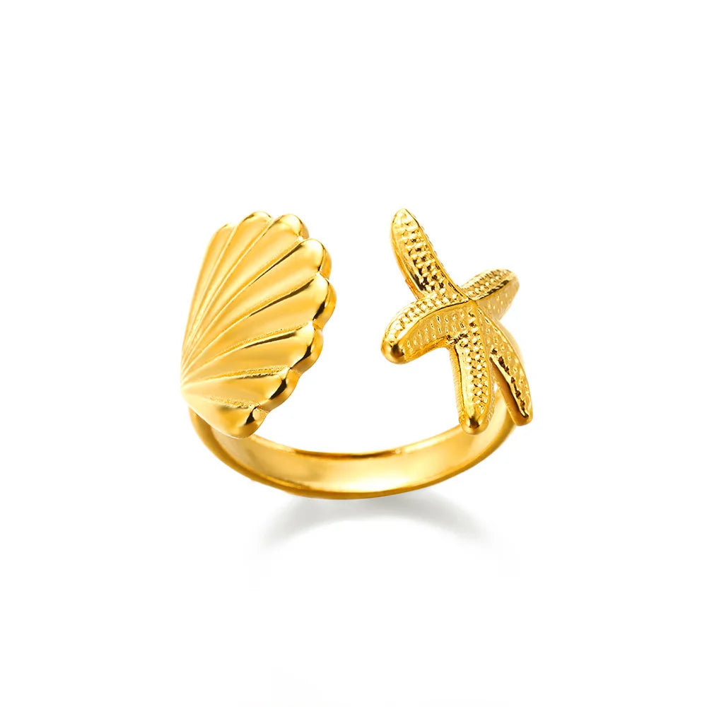 Gold Stainless Steel Classic Women's Ring