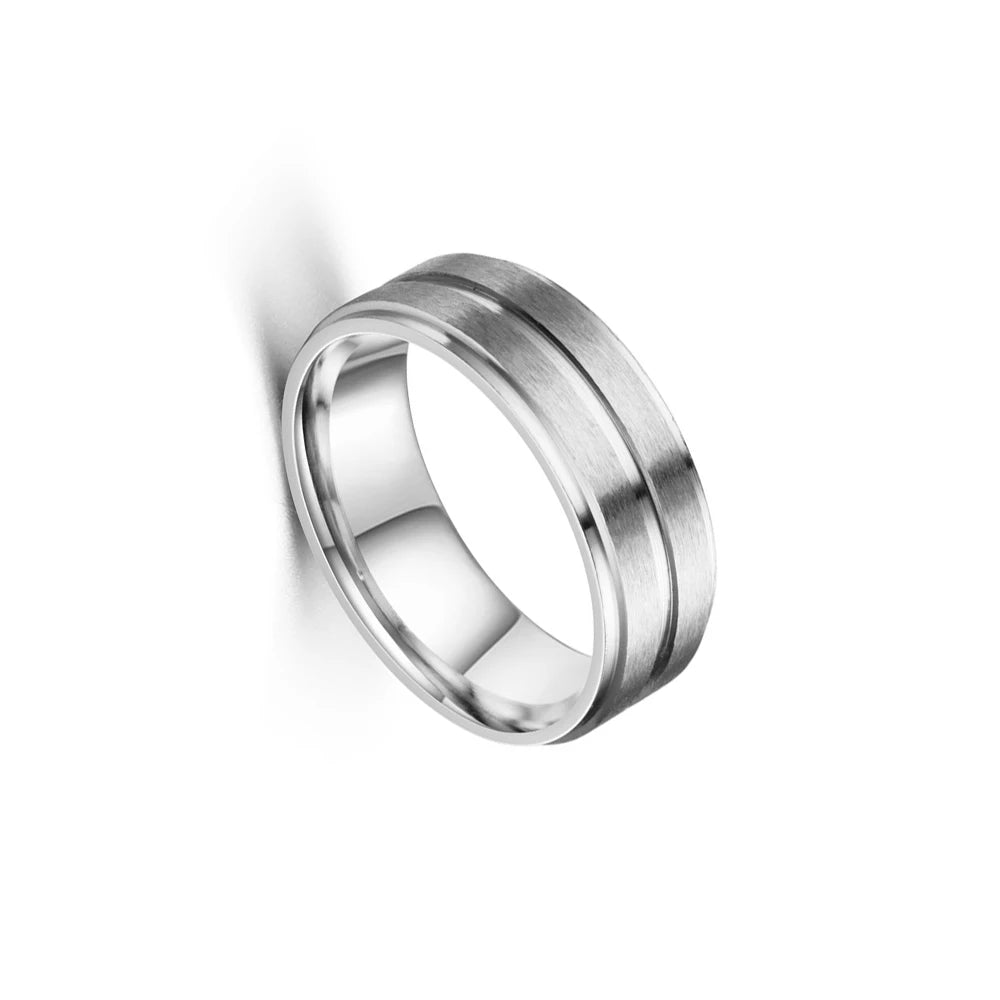 8mm Black Matte Stainless Steel Groove Ring