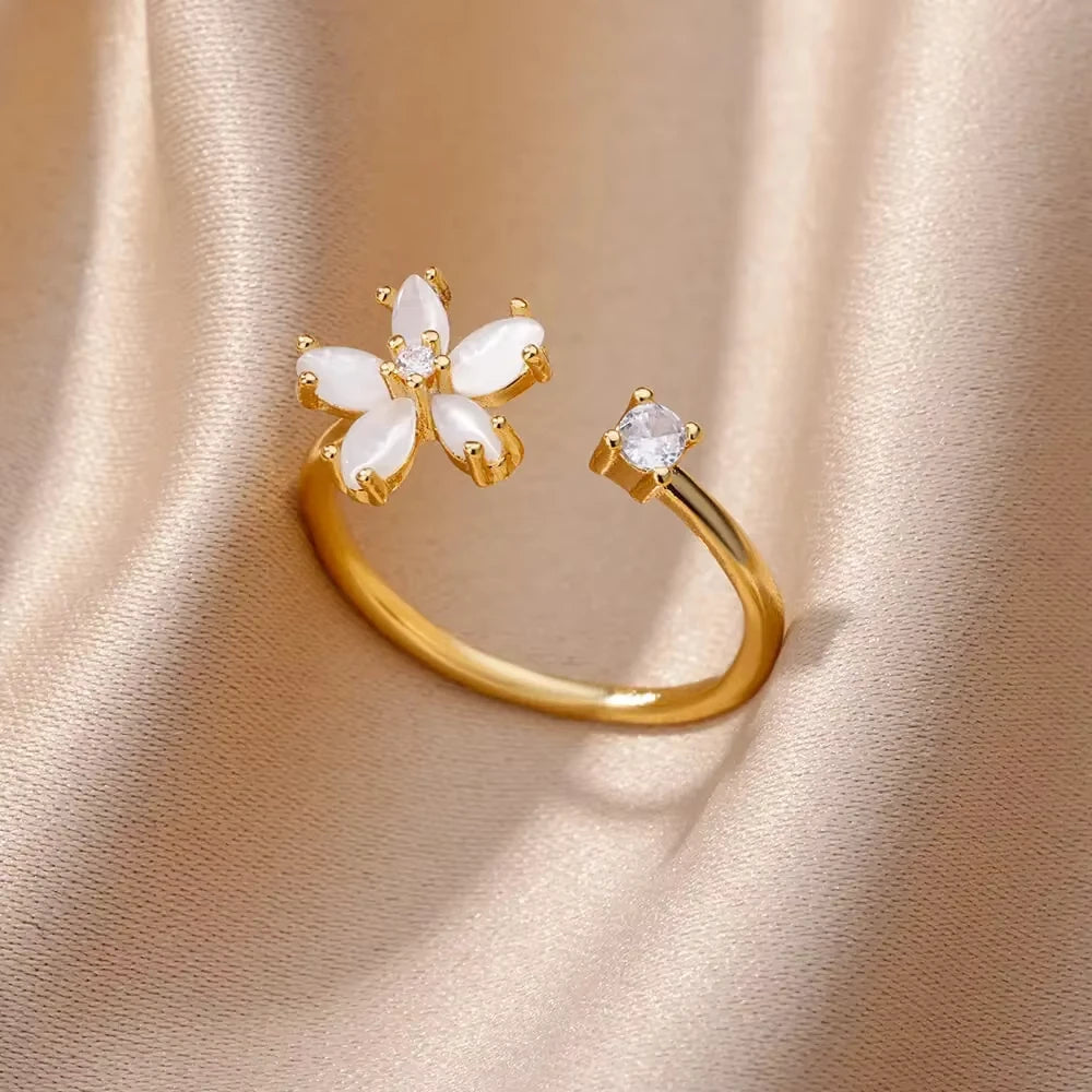 Evil Eye Gold Zircon Adjustable Ring