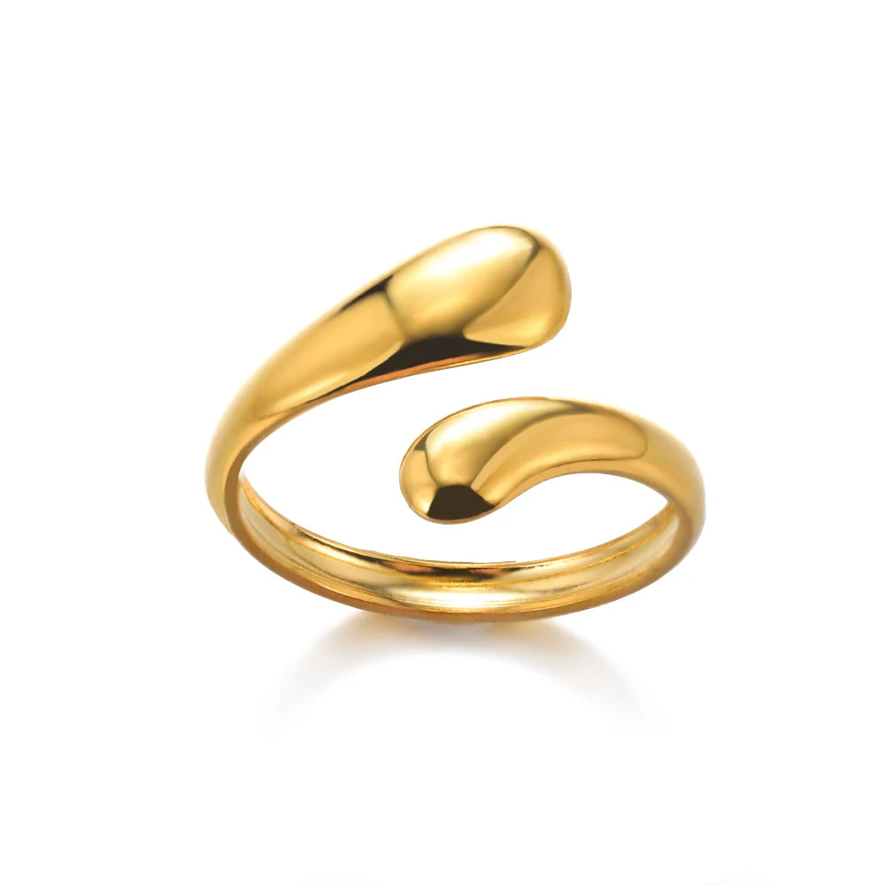 Gold Stainless Steel Classic Women's Ring