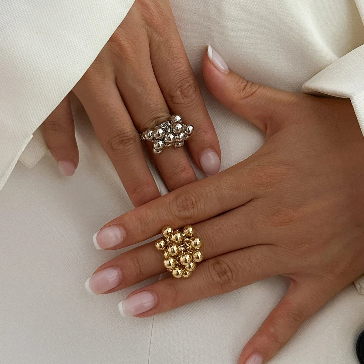 Irregular Punk Small Ball Open Ring