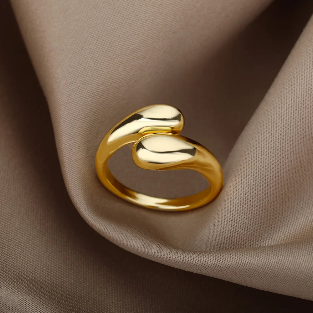Gold Stainless Steel Waterproof Open Ring