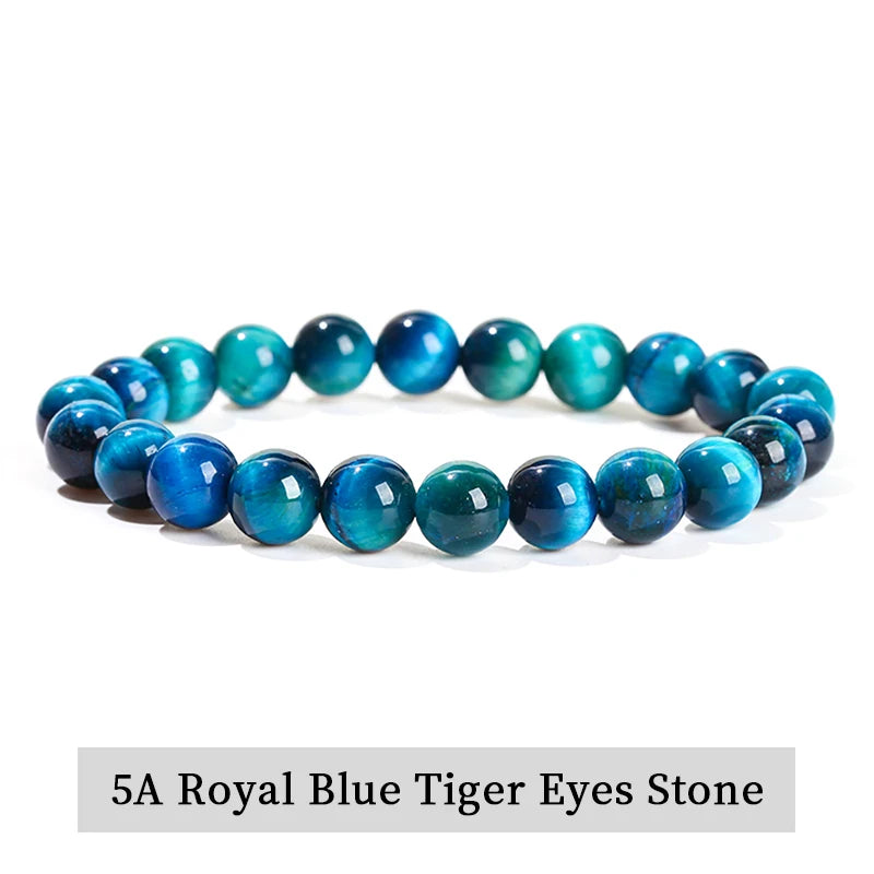 Natural Stone Bead Bracelet – Amethyst, Tiger Eye & Crystal Design for Men & Women