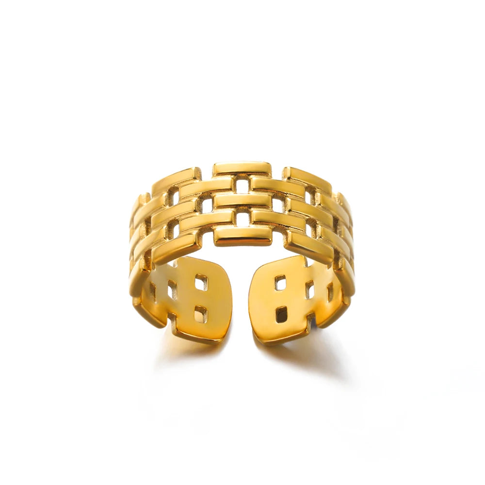 Gold Stainless Steel Classic Women's Ring