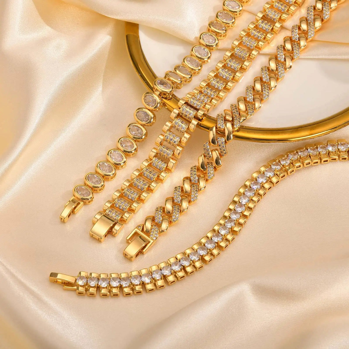14K Gold-Plated Paperclip Chain Bracelet with Cubic Zirconia