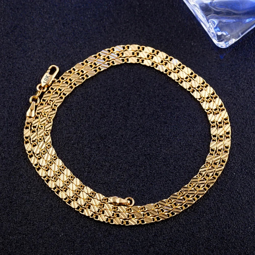 18K Gold 2MM Side Chain Necklace 16–30