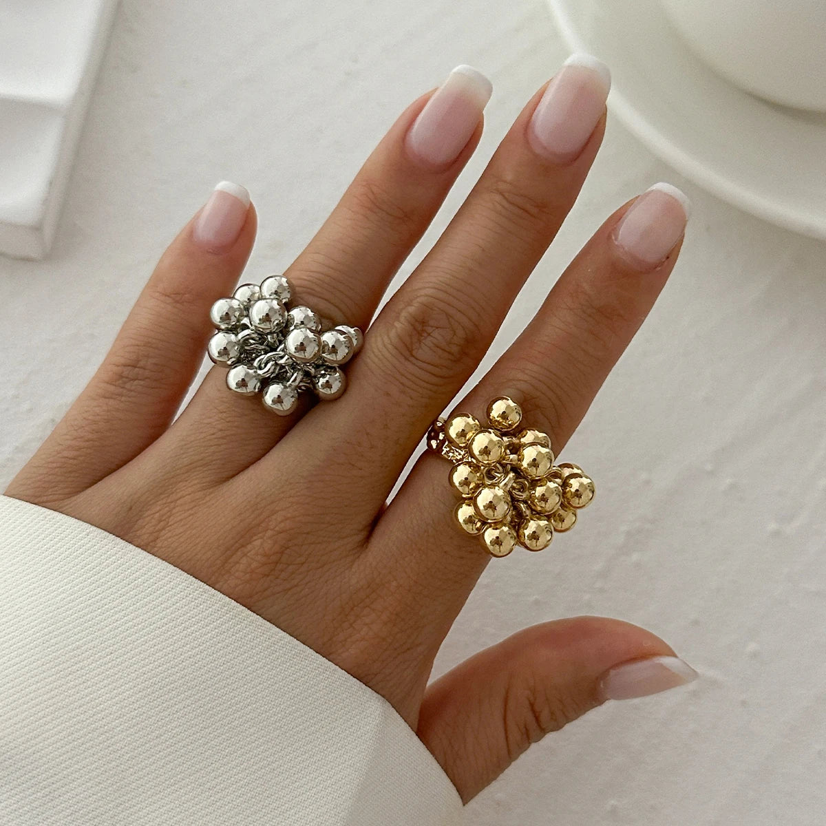 Irregular Punk Small Ball Open Ring