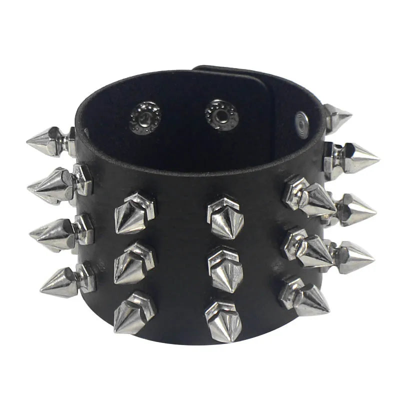 Vintage Leather Cuff Bracelet – Punk Gothic Studded Design