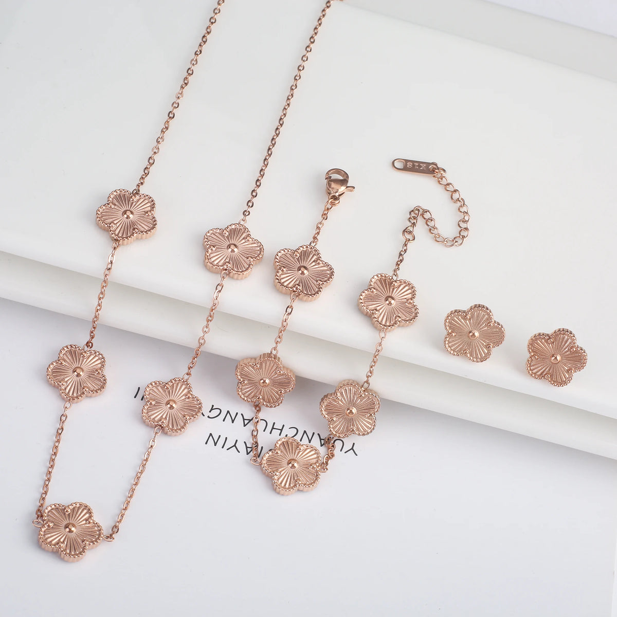 Clover Flower Adjustable Stainless Steel Bracelet