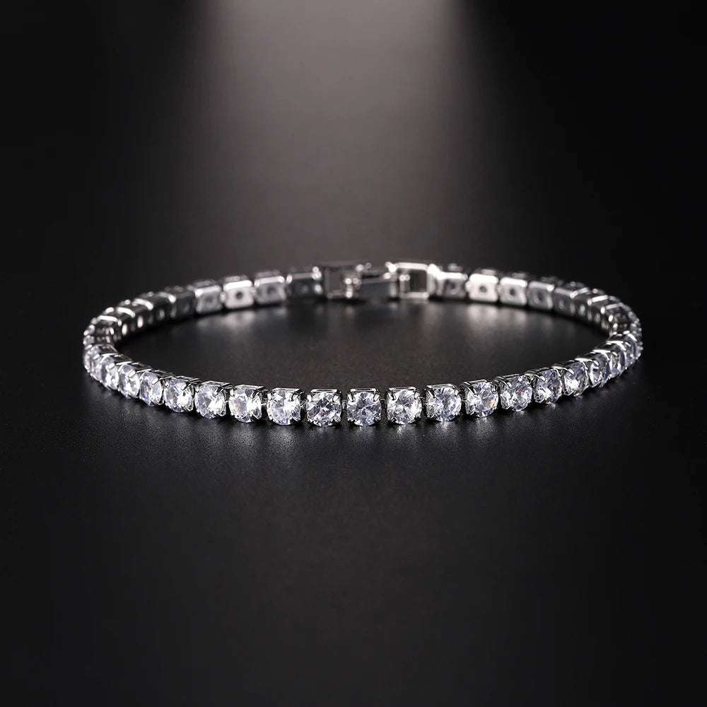 4mm Cubic Zirconia Tennis Bracelet – Elegant Gold & Silver Design