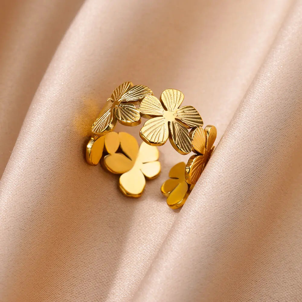 Evil Eye Gold Zircon Adjustable Ring