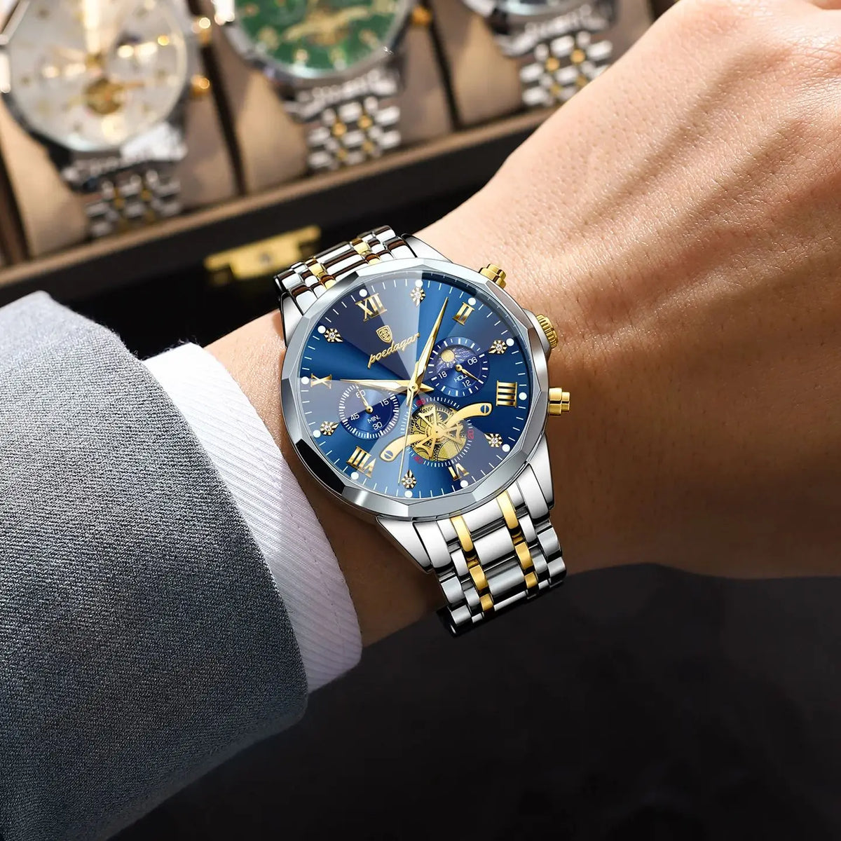POEDAGAR Luxury Men’s Waterproof Chronograph Watch