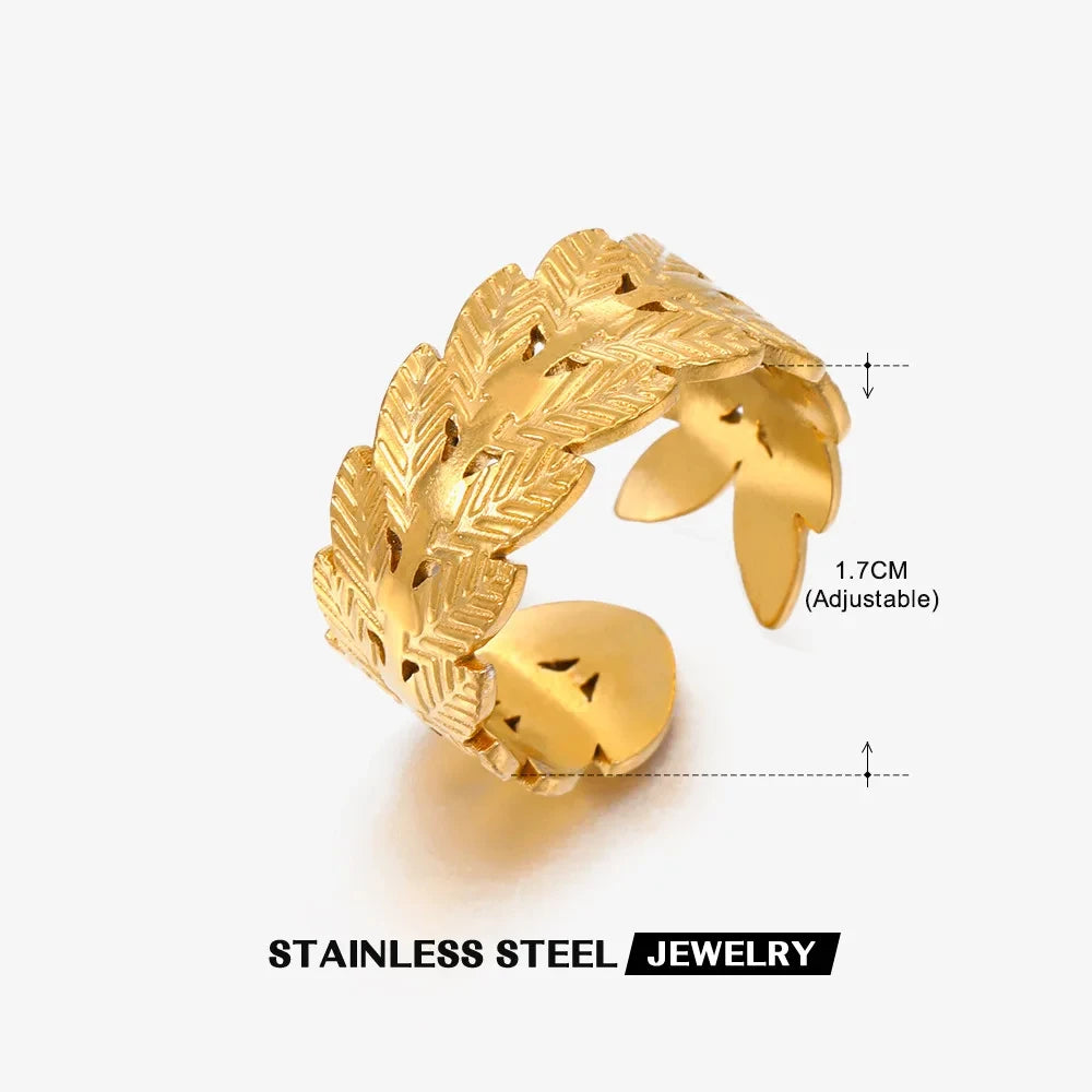 Gold 316L Stainless Steel Star Adjustable Ring