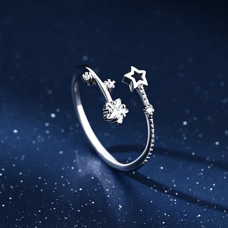 Blue Moonstone Adjustable Sterling Silver Ring