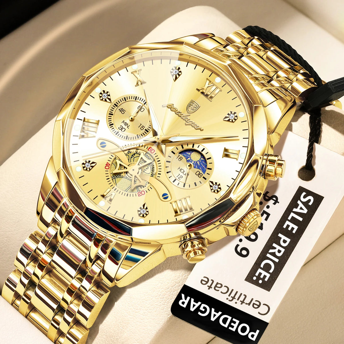 POEDAGAR Luxury Men’s Waterproof Chronograph Watch