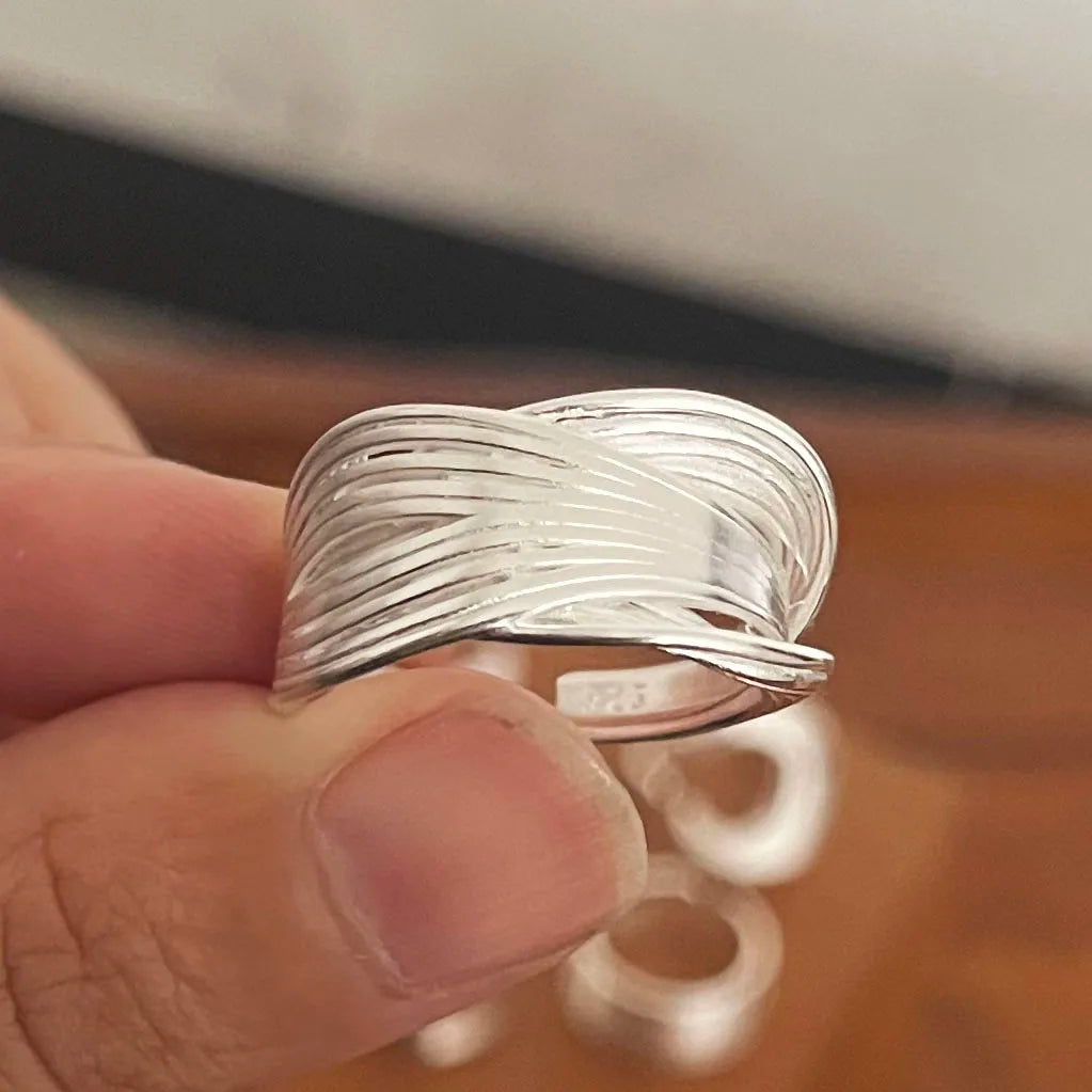 Sterling Silver Minimalist Moon Ring Set for Women