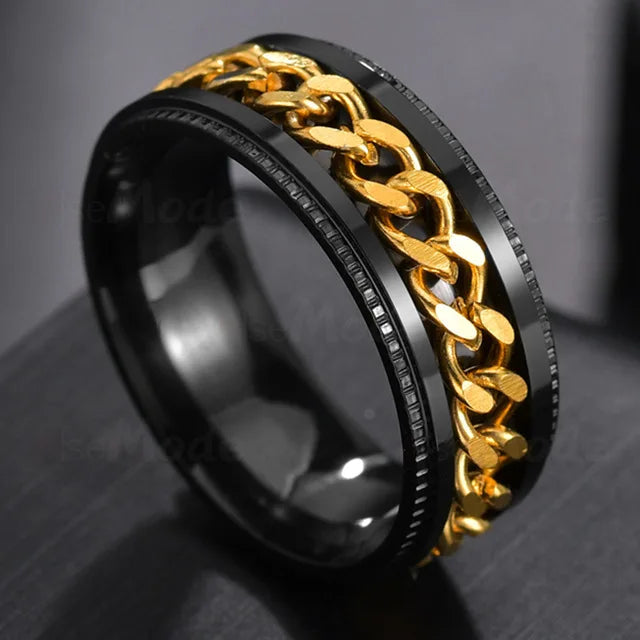 Rotatable Stainless Steel Punk Spinner Ring