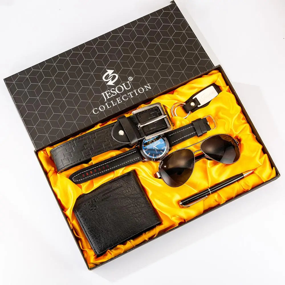 6pcs Men's Watch & Accessories Gift Set